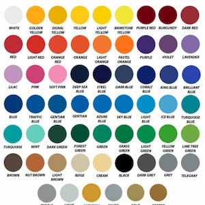 May include: A colour chart with 651 different colours, including white, black, red, blue, green, yellow, orange, purple, brown, and grey. The chart is labelled "ORACAL 651".