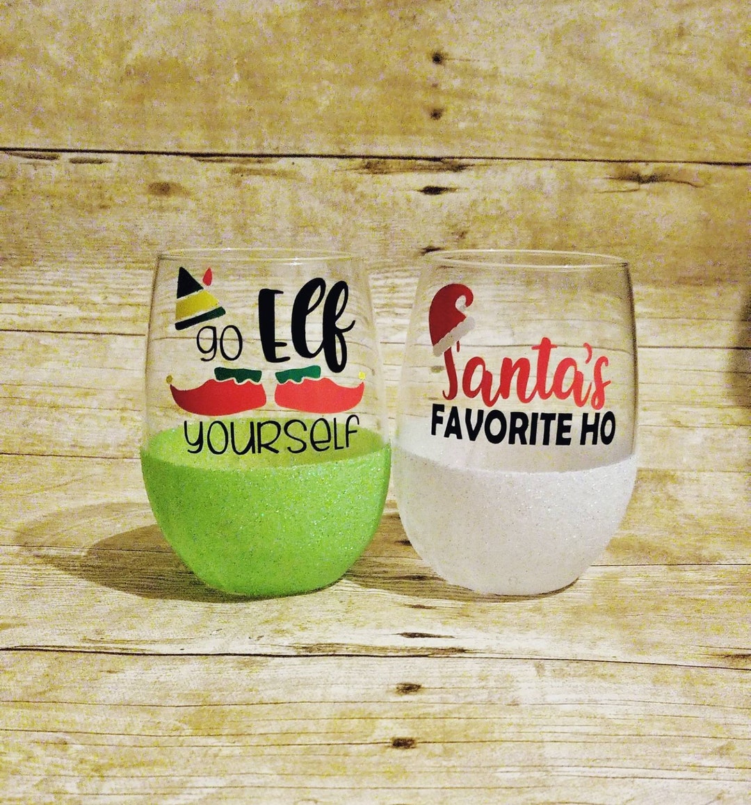 Christmas Glass Set Holiday Wine Glass Set Holiday Gift Exchange Secret Santa Gift Christmas