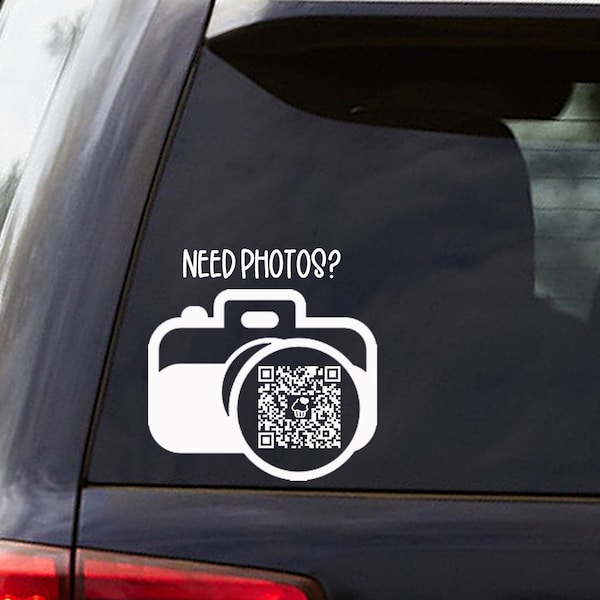 Need photos decal, camera QR code decal, photographer decal, design your own window sticker, custom business decal, photography business,