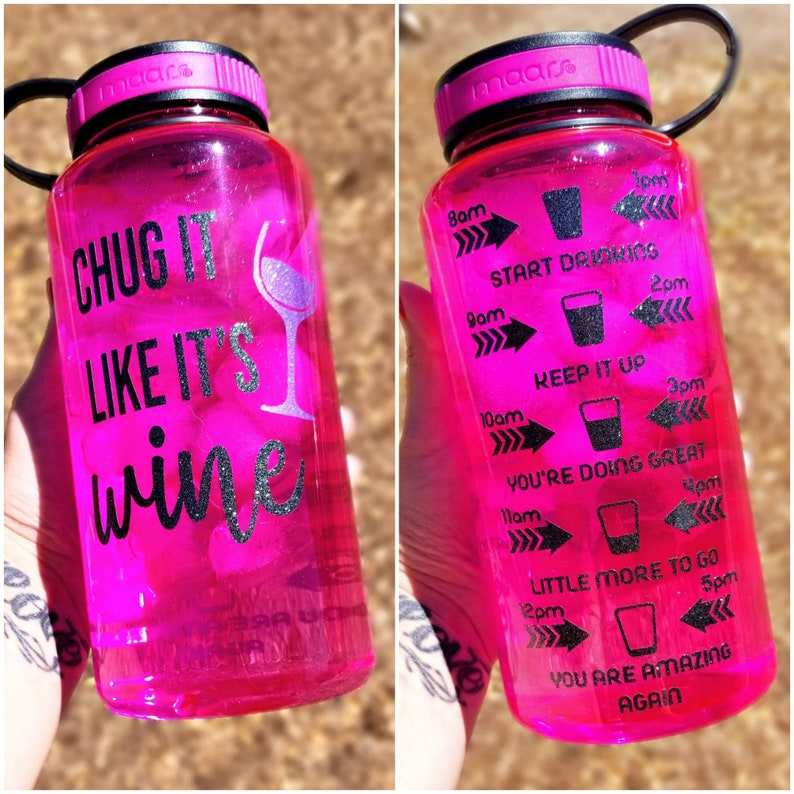 Chug It Like Its Wine Gym Bottle Funny Water Bottle Wine Etsy