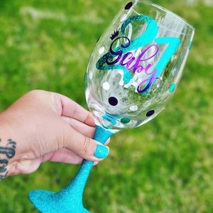 21st birthday glass, 21st wine glass, finally 21 gift, glitter wine glass, birthday princess, polka-dot glass, Milestone wine glass
