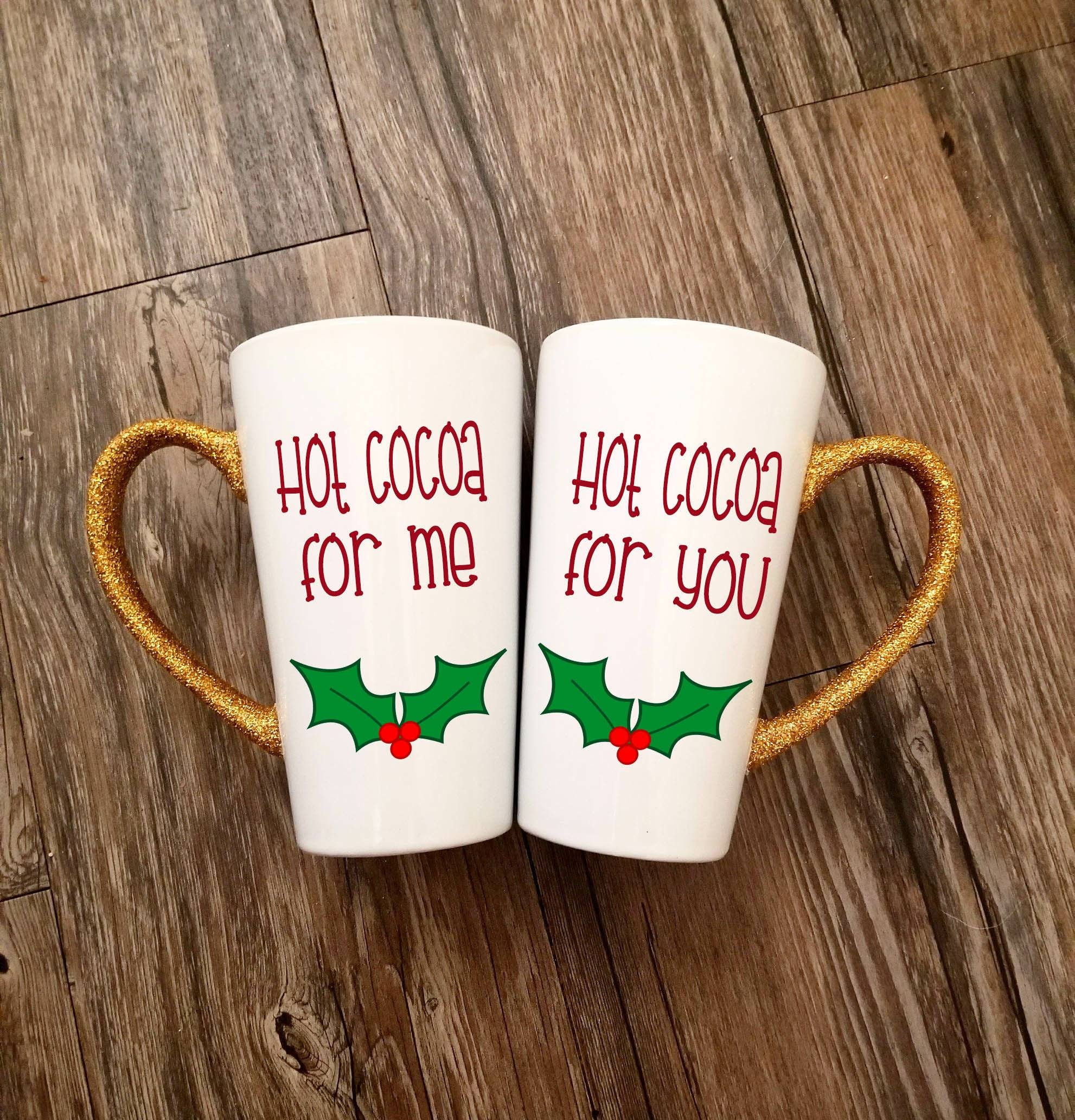 Hot Cocoa for 2 Hot Cocoa Mug Set Christmas Glitter Mug Etsy UK