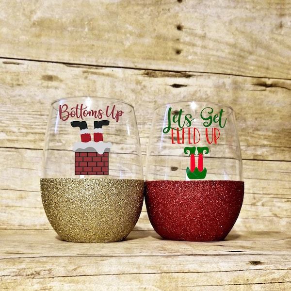 Santa Wine Glass Etsy