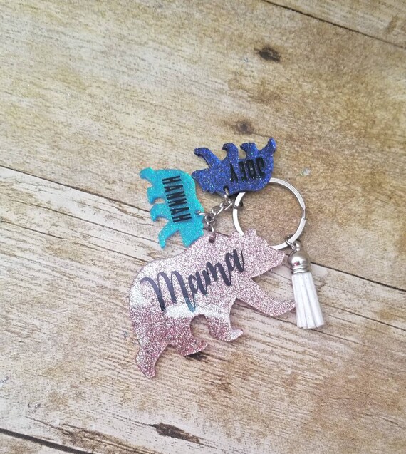 ready to ship RTS Mom glitter keychain mama bear bag tag mom keychain summer decal key chain tribe mom sprinkles gift for mom