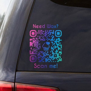 Need wax, Wax Boss, Wax Lady, Create your own qr, Scan to shop QR, custom glitter QR decal, website decal, business logo decal, qr sticker