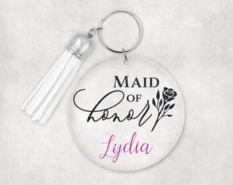 Maid of honor gift, Bridesmaid keychain, glitter keychain, Flower girl gift, Maid of honor proposal, acrylic keychain, bridal party gift