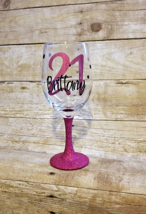 21st Birthday Glass, 21st Wine Glass, Finally 21 Gift, Glitter Wine Glass,  Birthday Princess, Polka-dot Glass, Milestone Wine Glass - Etsy