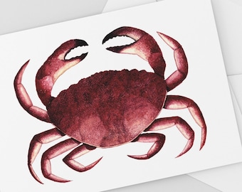 Crab Card, Watercolour Painting Art