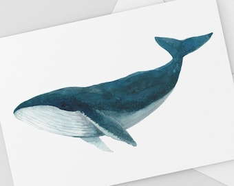 Humpback Whale Card, Watercolour Art