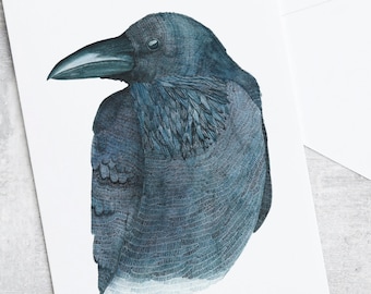 Raven Card, Watercolour Painting Art