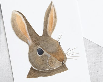 Rabbit Card, Watercolour Painting Art