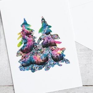 Trees Card, Watercolour Painting Art