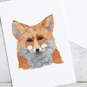 Carte renard, peinture à l'aquarelle