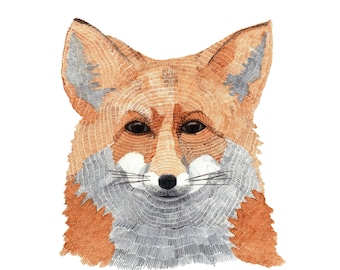 Fox Art Print, Watercolour Animal Painting