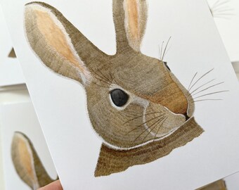 Rabbit Watercolor Painting Art Card