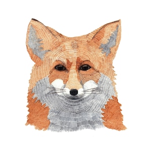 Fox Art Print, Watercolour Animal Painting