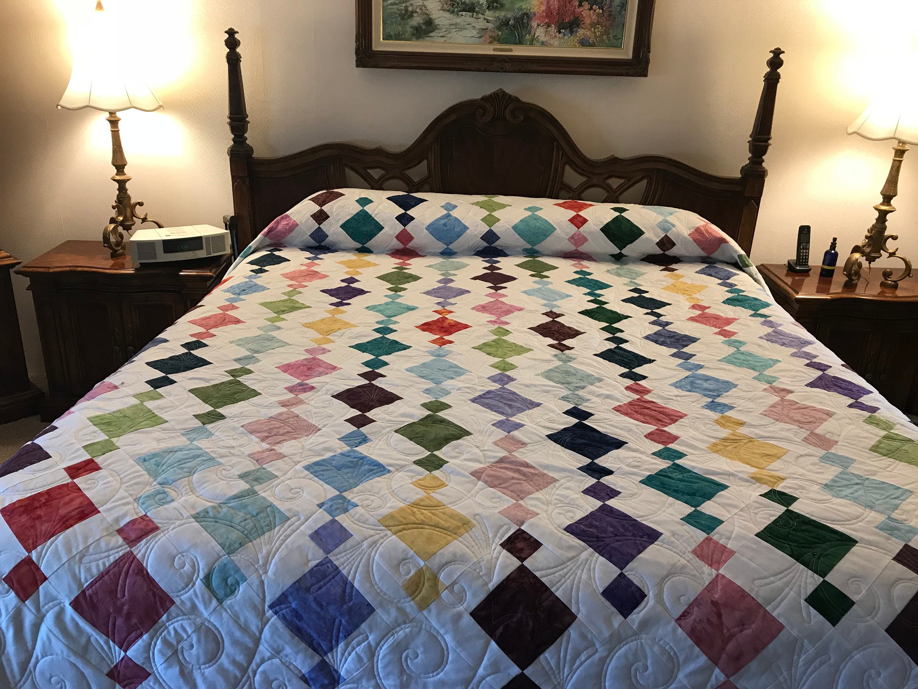 California King Size Chandelier Patchwork Quilt White & Etsy