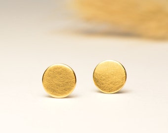 Stud earrings "Full moon" discs in 750 yellow gold rich