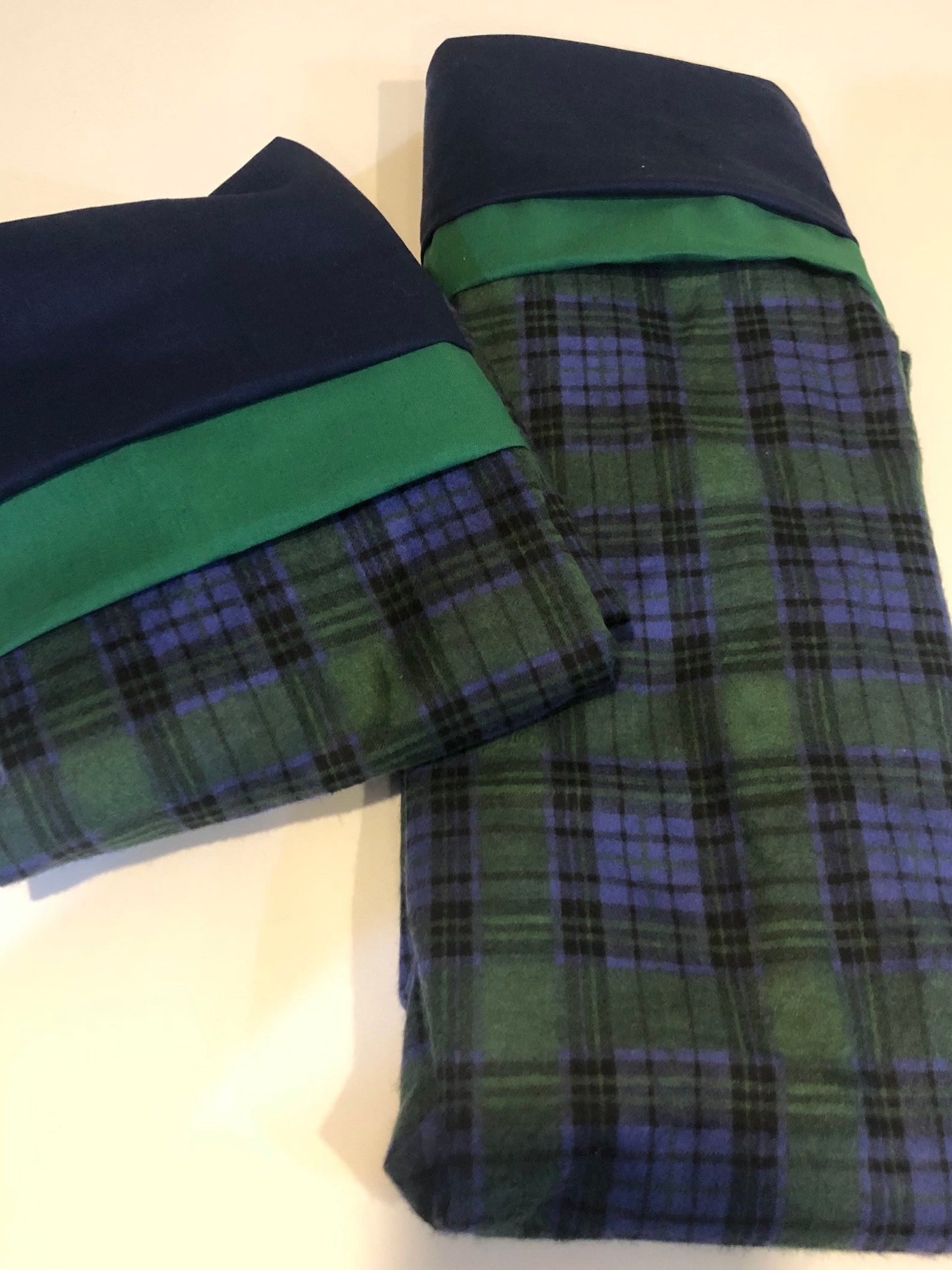 Green plaid Flannel Pillowcases Etsy