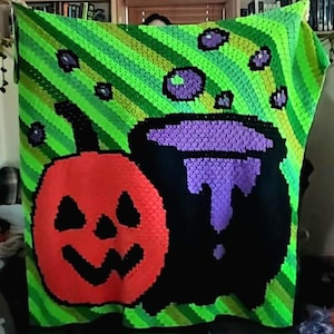Pumpkin & Potions Graphgan Häkelanleitung: C2C Halloween Decke (PDF-Muster)