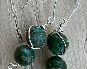 Jasper Wire Wrapped Earrings