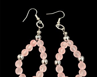 Teardrop Pink Opaque Hoop Earrings