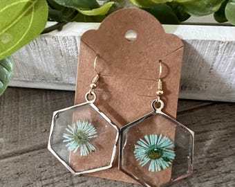 Blue Dried floral Earrings