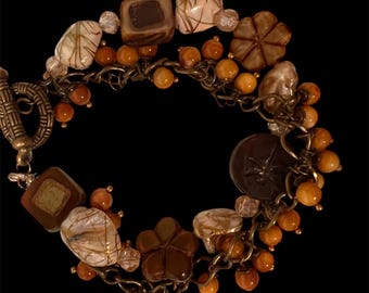 Multi-strand Brown Beaded Bracelet