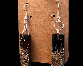 Black Resin and Glitter Earrings