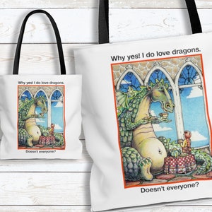 Dragon Lover's Gift, Dragon Tote Bags For Women, Canvas Tote Bag, Gift For Mom, White Tote Bag, Birthday Gifts, Mother's Day Gift, Dragons