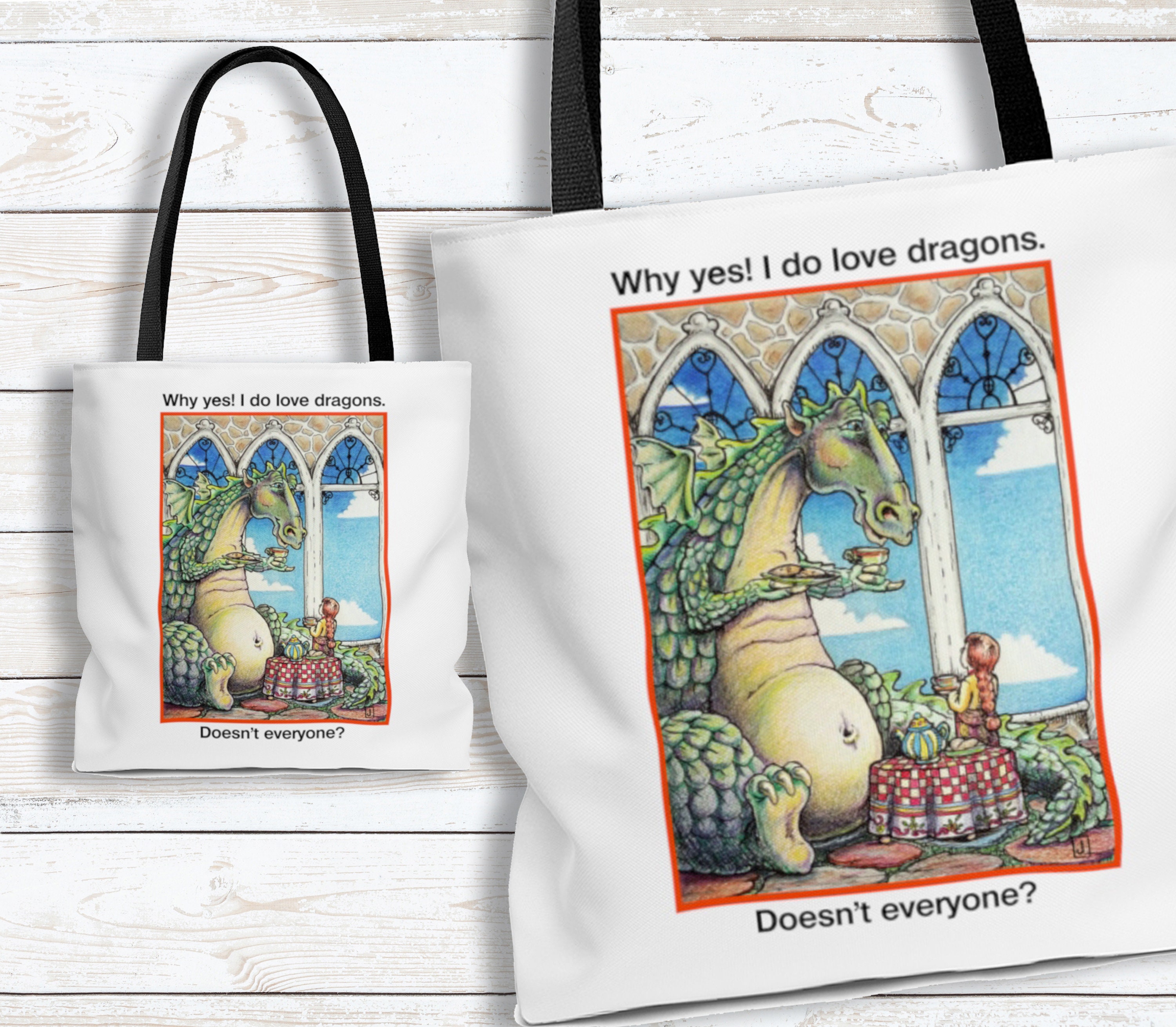 Dragon Pattern Modern Minimal Pastel Tote Bag for Work Travel Gift Ivory