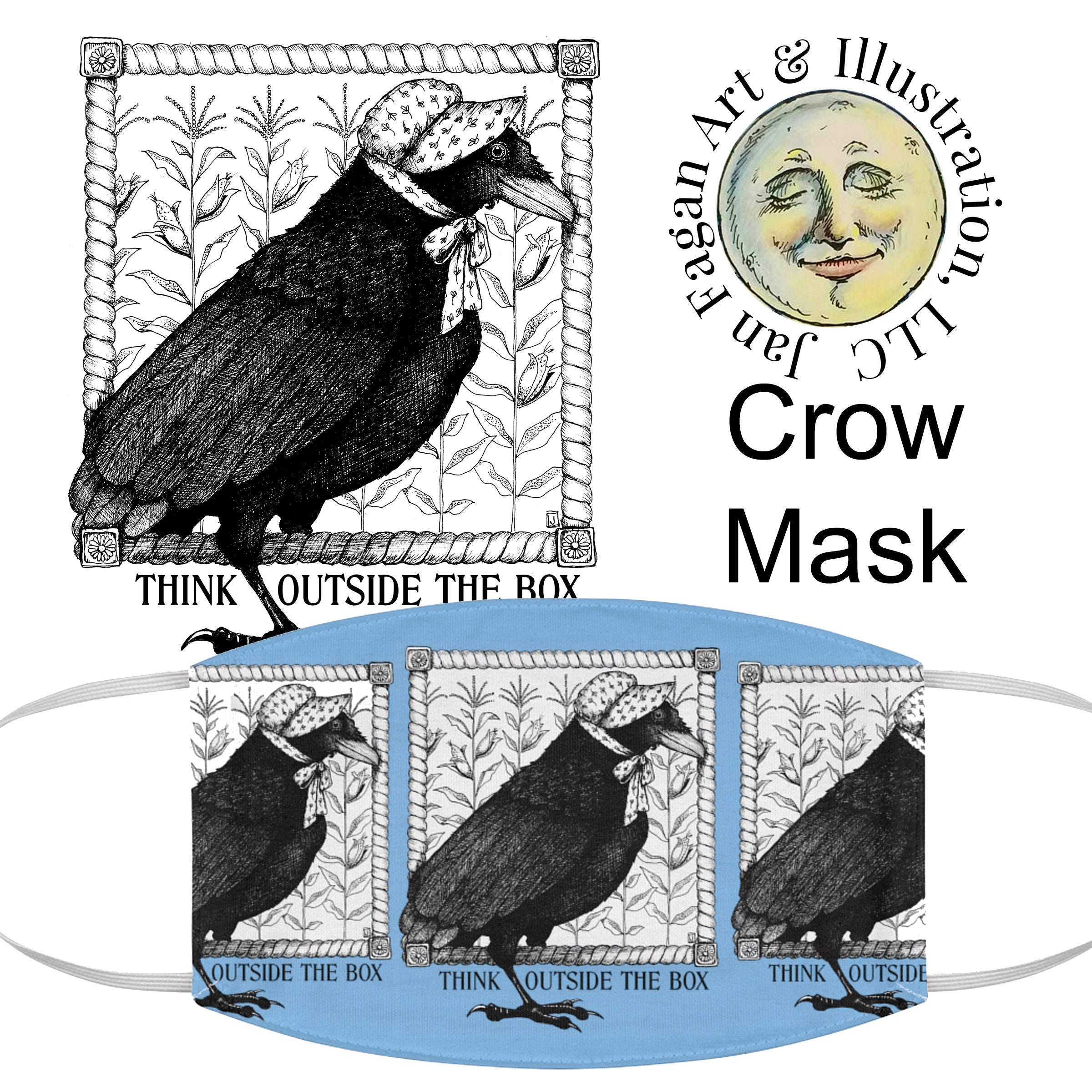 Crow Face Mask Raven Face Masks Crow Print Face Mask Think Etsy