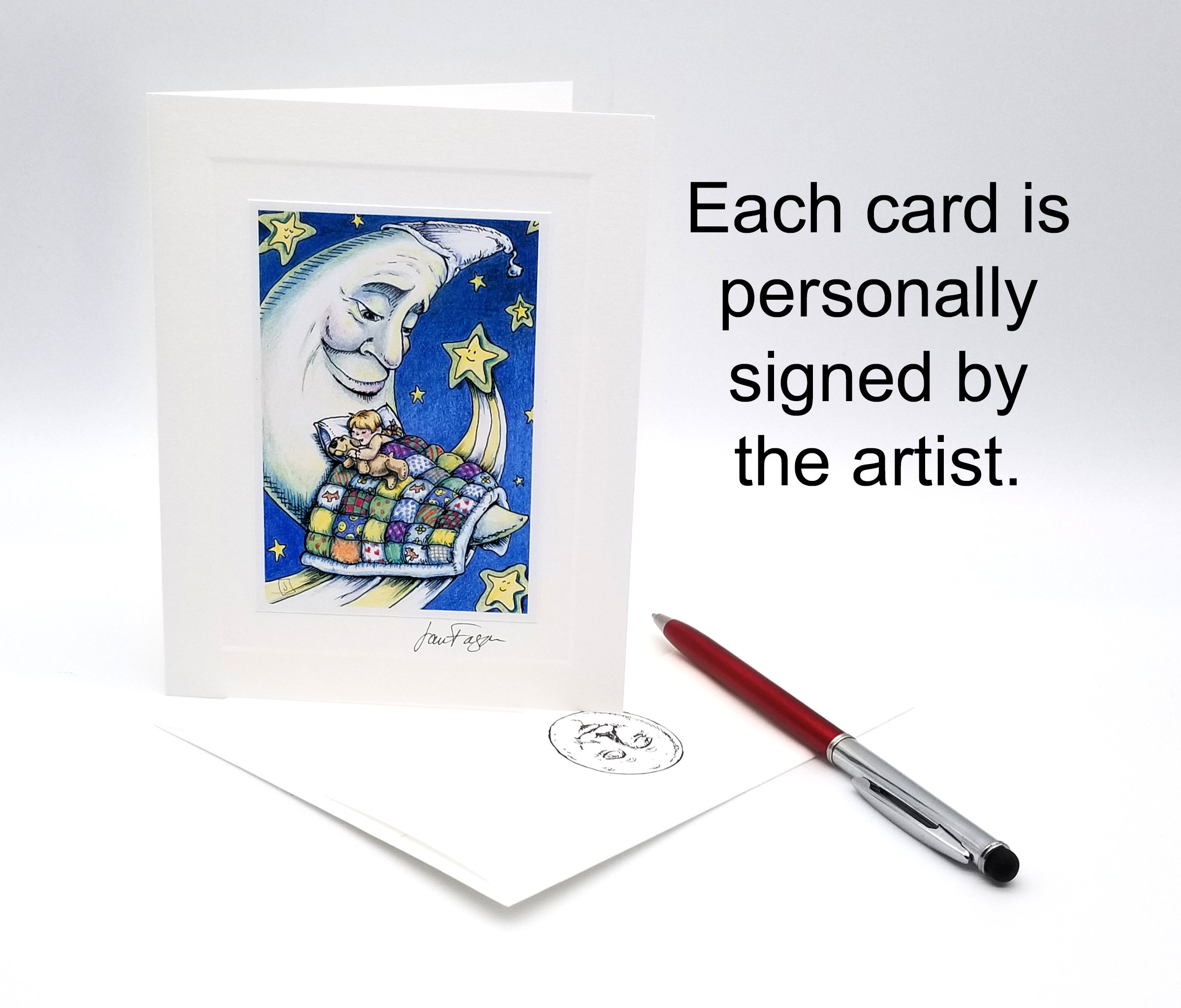 Moon and Back Card, Letter Writing Set, Note Cards With Envelopes ...