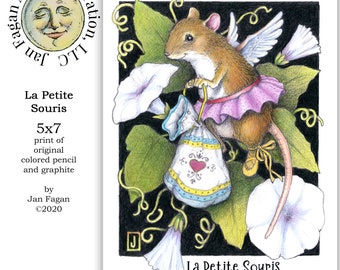 La Petite Souris Print, Tooth Fairy Art Wall Decor Fantasy, Fairy Art Print, Fantasy Art Print, Colored Pencil Art, Tooth Fairy, Kid's Decor