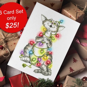 Katzen Weihnachtskarten-Set, Lustige Weihnachtskarten, Rettungskatze, Lustige Weihnachtskarten, Haustiersitter Weihnachtskarte, Kinder Weihnachtskarten, Weihnachtskatze