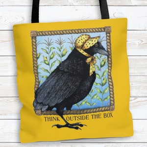 Raven Tote Bag, Crow Artwork, Bird Lover Gift, Canvas Bags For Women, Tote Bags, Raven Art Bag, Black Bird, Ravens and Crows, Crow Tote Bags
