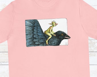 Crow T-Shirt, Fairy, Raven T-Shirts, Black Crows, Raven Art, Bird Lover Gifts, Crow Art Shirts, Gifts For Her, Bird Art Crows, Jan Fagan Art