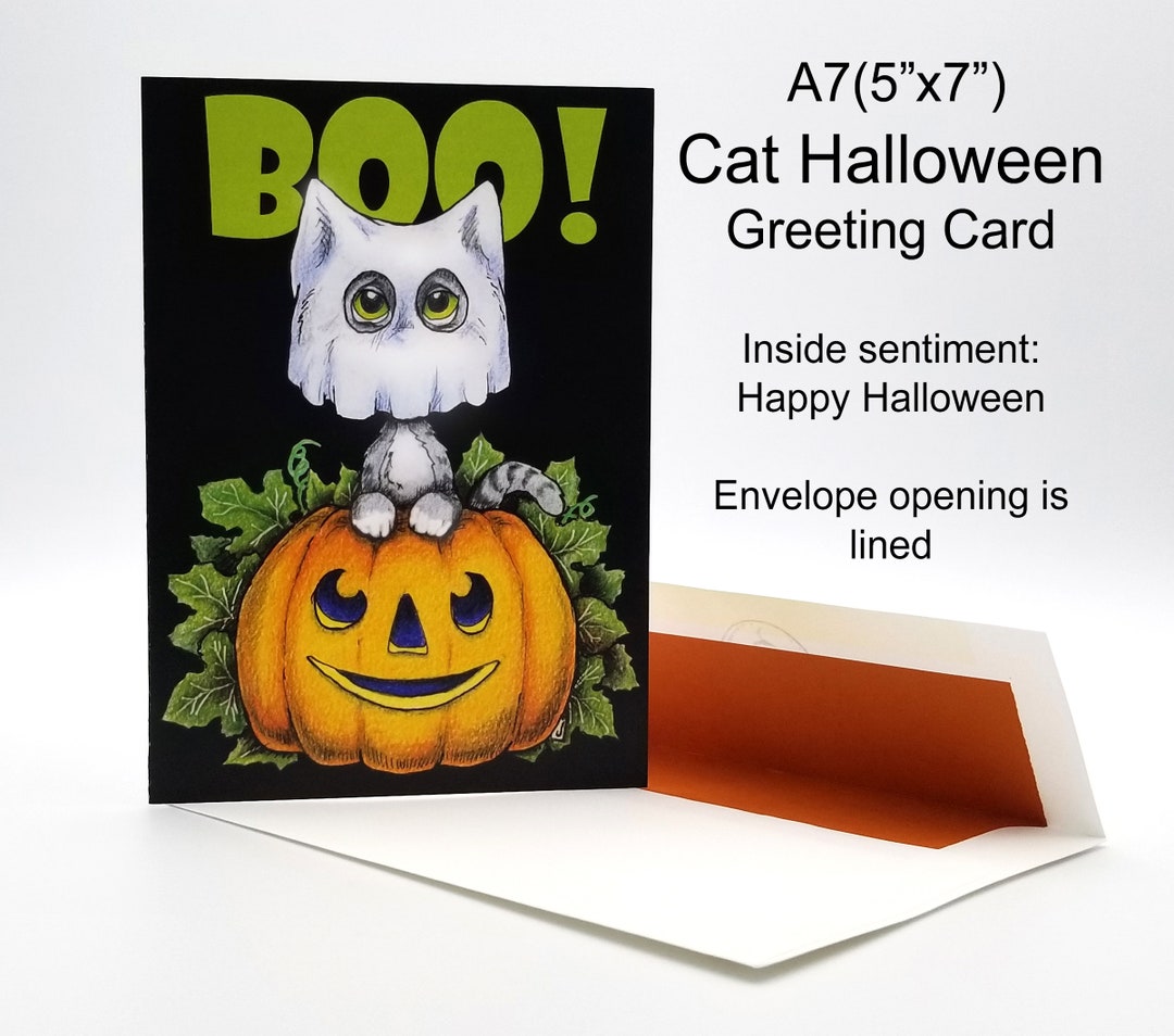Halloween Cat Card, Holiday Cards, Cat Cards Funny, Halloween Cards
