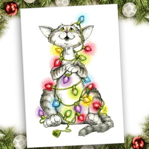 Cat Christmas Cards, Funny Holiday Cards, Rescue Cat, Funny Christmas Cards, Pet Sitter Christmas Card, Kids Holiday Cards, Christmas Cat