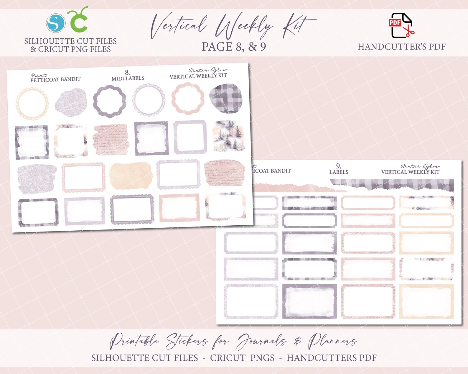 Printable Vertical Weekly Planner Sticker Kit - Winter Glow| Silhouette ...