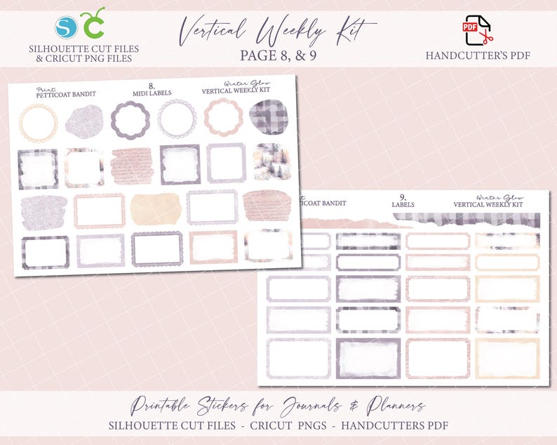 Printable Vertical Weekly Planner Sticker Kit - Winter Glow| Silhouette ...