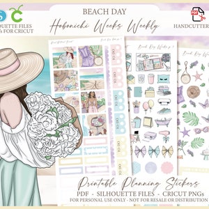 Printable Hobonichi Weeks Weekly Planner Kit - Beach Day | Foil Ready | Silhouette Cut Files | Cricut png | Hobo Weeks Sticker Kit