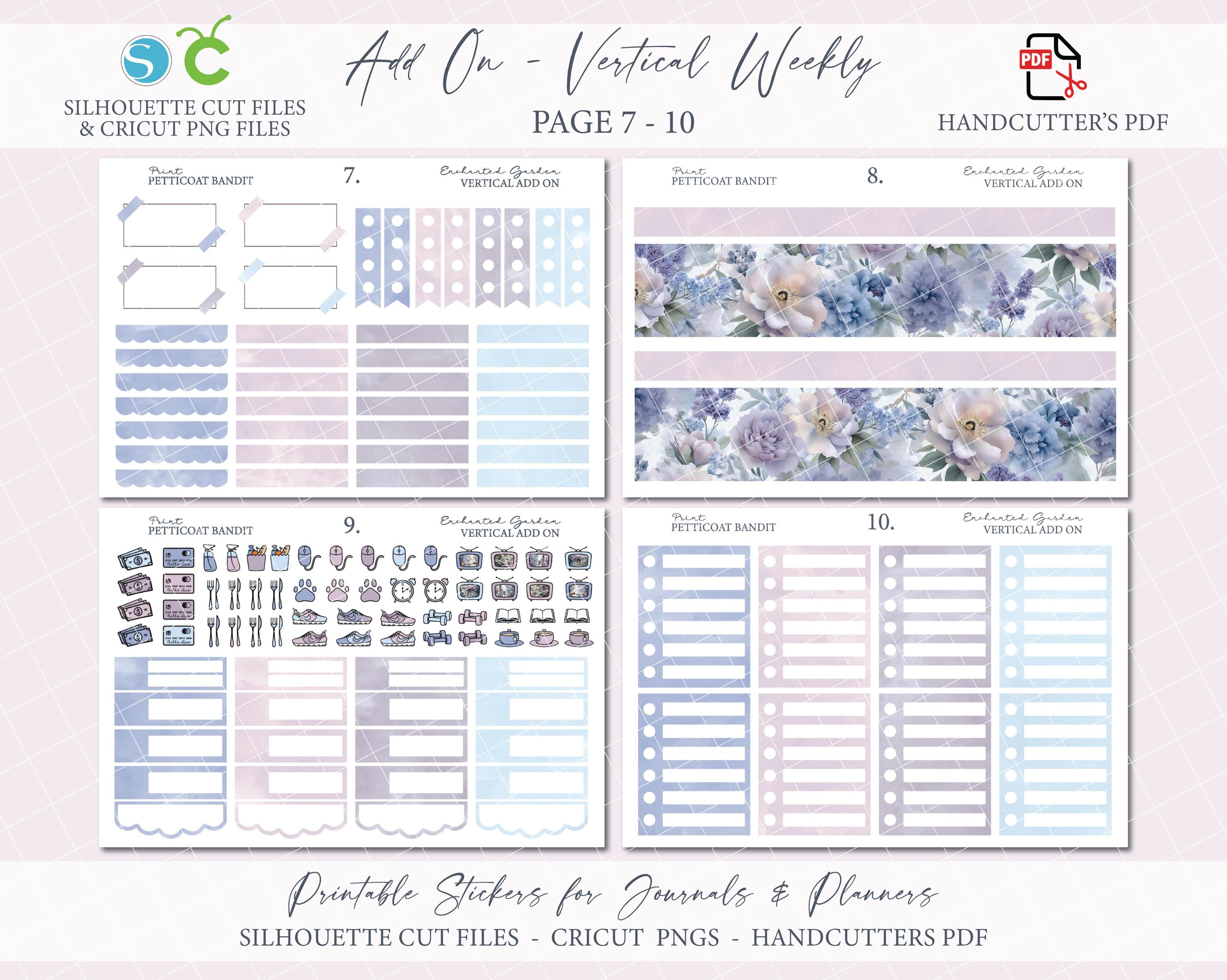 Printable Add on Vertical Weekly Planner Sticker Kit - Enchanted Garden ...