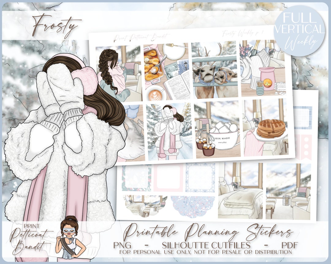 Printable Vertical Weekly Planner Sticker Kit Frosty Foil Ready ...