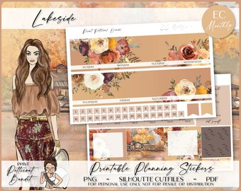 Erin Condren Monthly Kit | Foil Ready | Printable Planner Stickers | EC Monthly | Silhouette Cutfiles | Cricut PNG | PDF | Lakeside