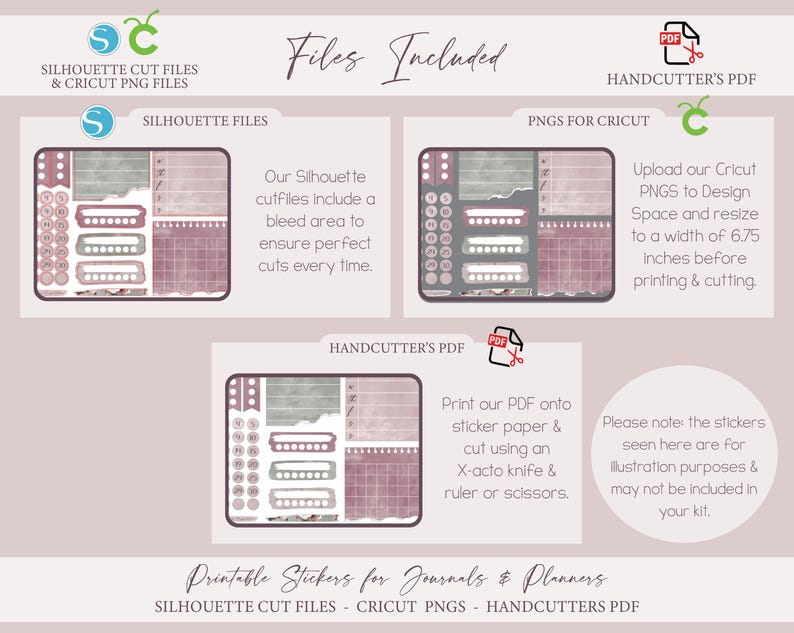 File Sections Sticker Winter Printable Washi Sticker Kit - Mulberry Grove| Journal Stickers ...
