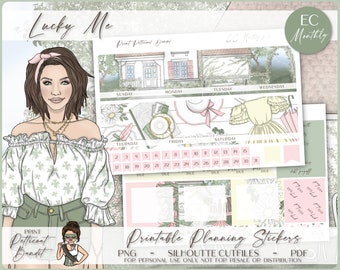 Erin Condren Monthly Kit | Foil Ready | Printable Planner Stickers | EC Monthly | Silhouette Cutfiles | Cricut PNG | PDF | Lucky Me