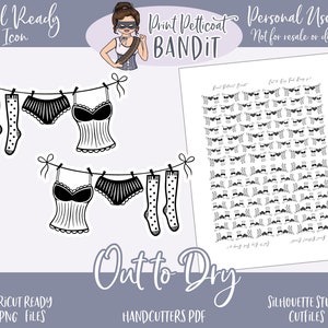 FOIL READY Decorative Icon Planner Stickers | Out to Dry Dainty Foil Stickers | Silhouette cut files | Cricut .png | Pdf | xclusive