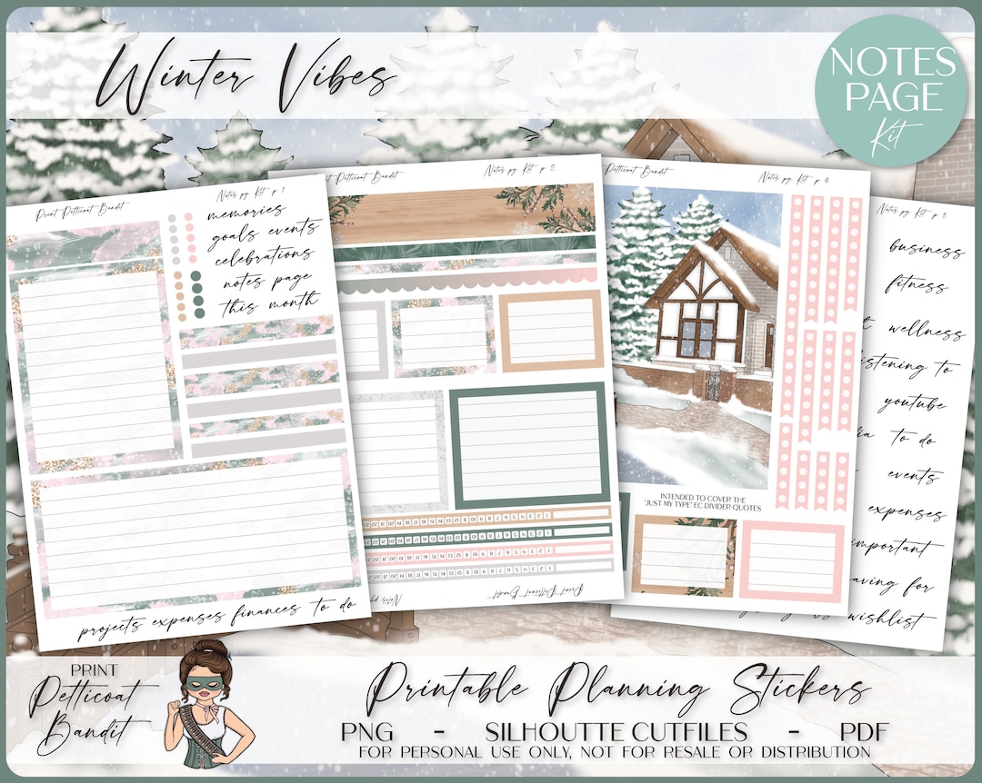 Erin Condren Notes Page Kit Printable Monthly Notes Planner Stickers ...