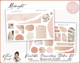 Printable Journaling Sticker Kit - Midnight | Journal Stickers | Decorative Planner Kit | Silhouette Cutfiles | Cricut png